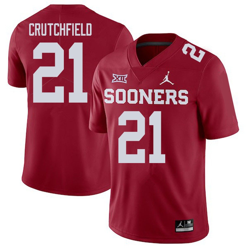 Oklahoma Sooners #21 Marcellus Crutchfield College Football Jerseys Sale-Crimson